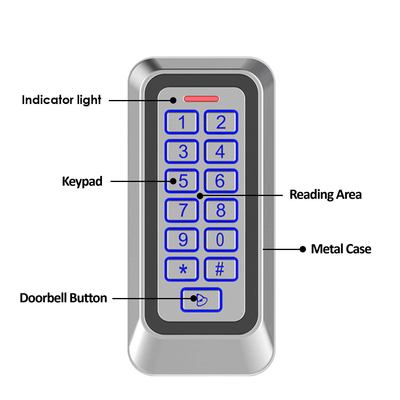 Металлический корпус наружного Ip67 EM/MF Карта контроля доступа с подсветкой клавиатуры