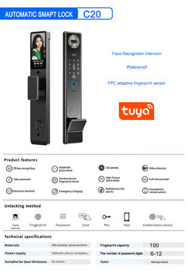 Водостойкий TTlock Tuya App Код отпечатков пальцев Карта ключа Умный дверной замок